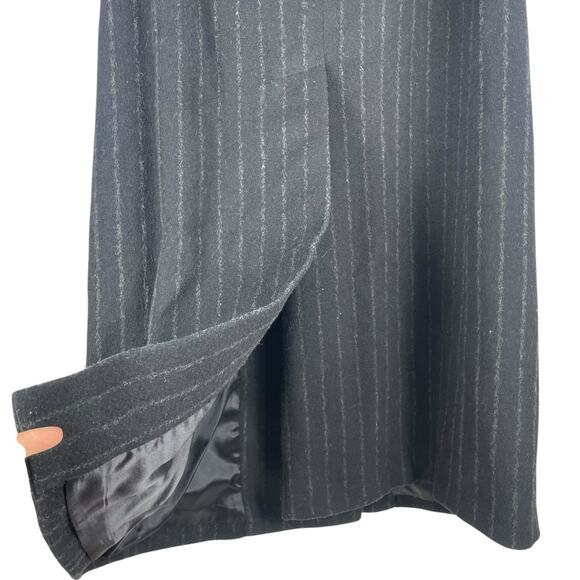 Lauren Ralph Lauren Pinstripe Wool Blend Double Breated Coat Black Size 8 - Picture 9 of 10